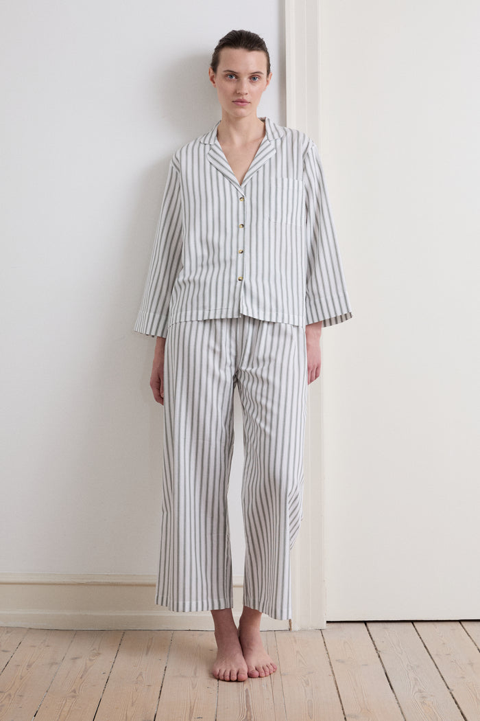 Relaxed Green Ticking Stripe Pyjama Set