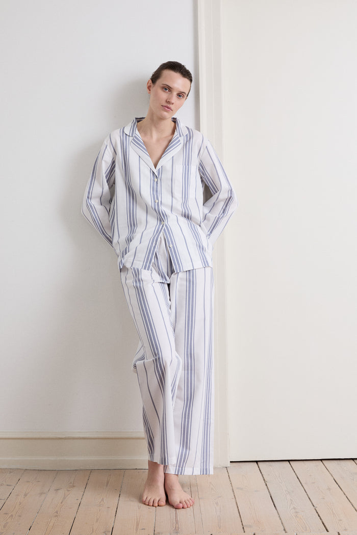 Classic Slate Blue Stripe Pyjama Set
