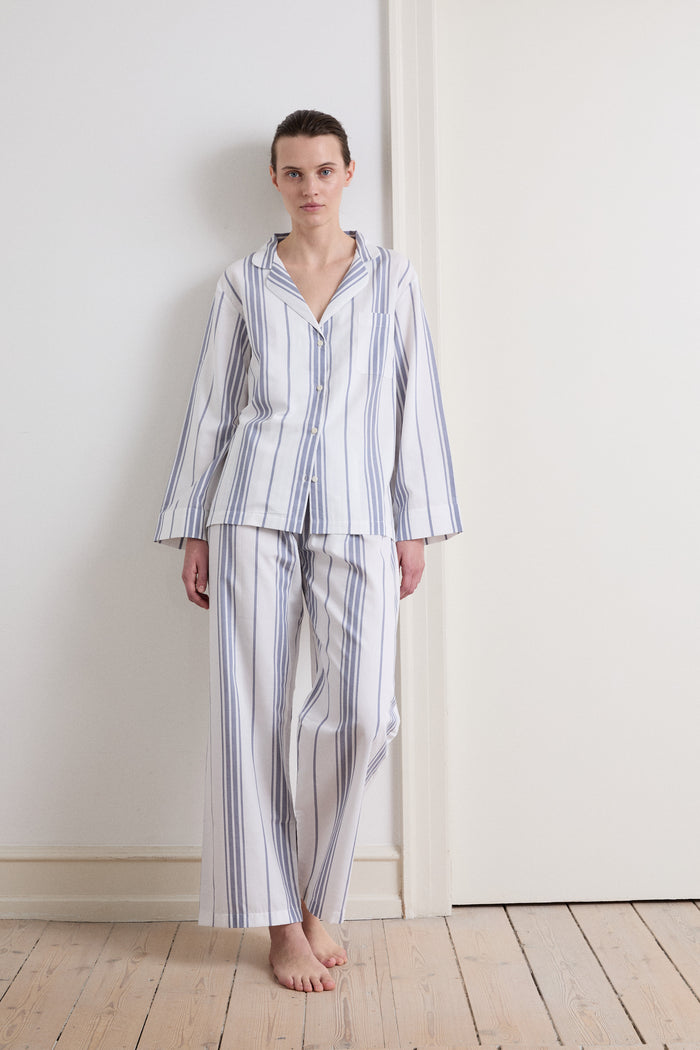 Classic Slate Blue Stripe Pyjama Set