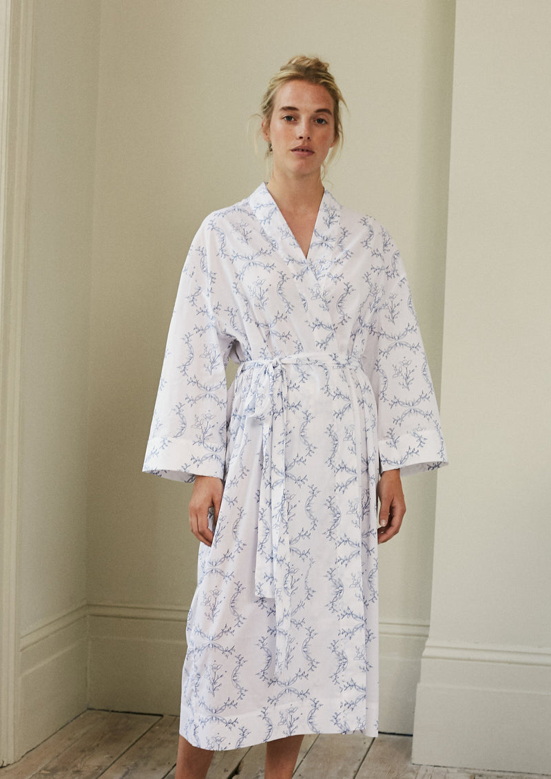 Blue Vine Print Robe