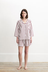 Classic Claret Stripe Pyjama Shorts Set SS