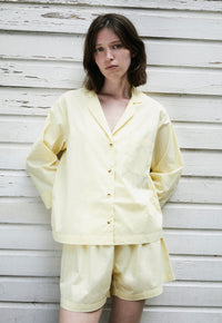 Relaxed Pale Yellow Pyjama Shorts Set SS