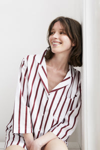 Classic Claret Stripe Pyjama Shorts Set SS