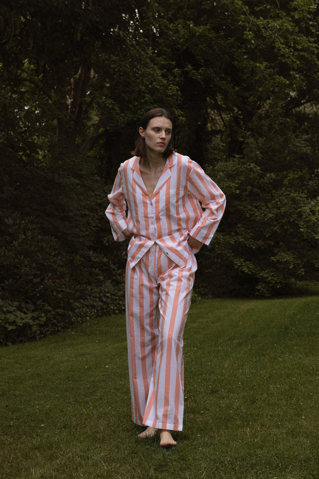 Classic Peach Stripe Pyjama Set