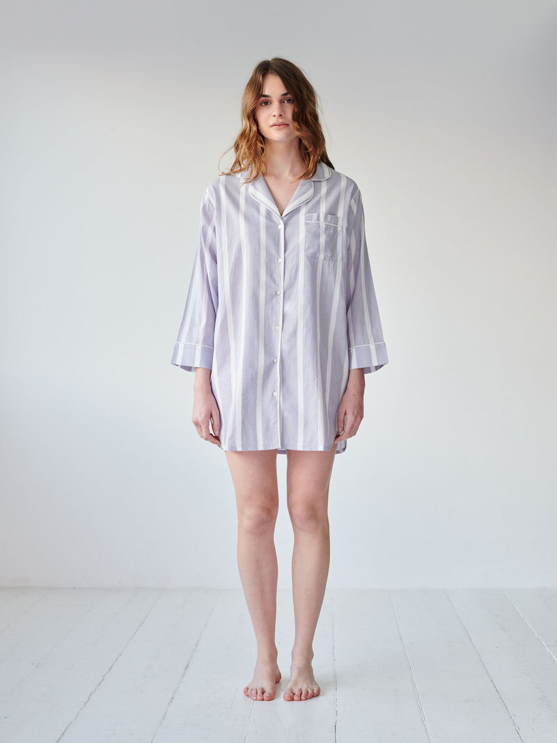 Powder Blue Stripe Nightshirt SS