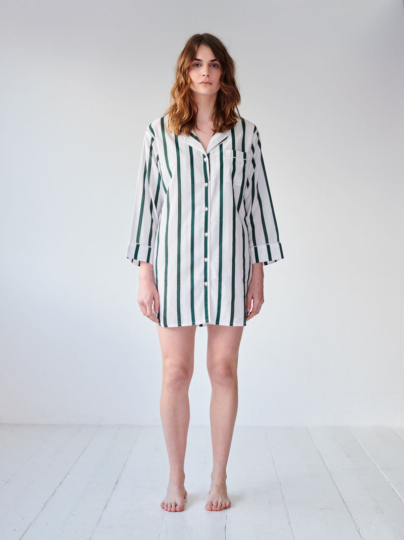 Green Striped Nightshirt SS