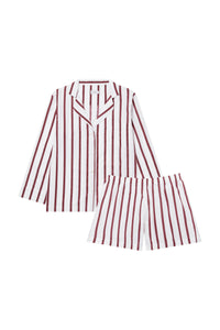 Classic Claret Stripe Pyjama Shorts Set SS