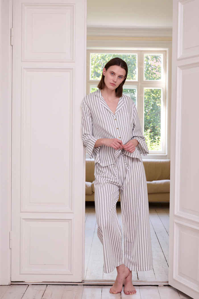 Relaxed Green Ticking Stripe Pyjama Set SS