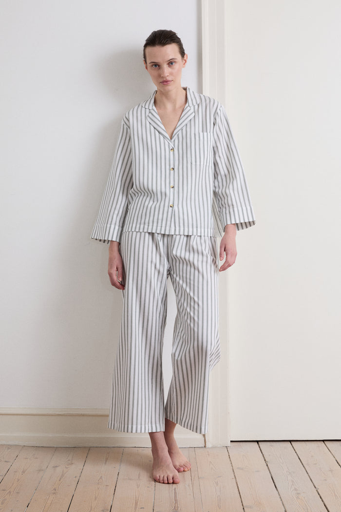 Relaxed Green Ticking Stripe Pyjama Set SS