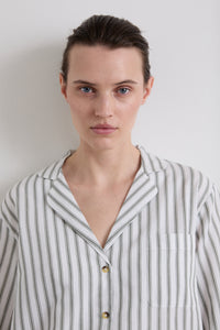 Relaxed Green Ticking Stripe Pyjama Set SS