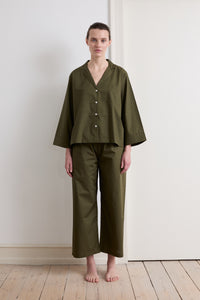 Olive Relaxed Pyjama Shirt SS