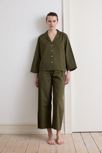 Olive Relaxed Pyjama Shirt SS