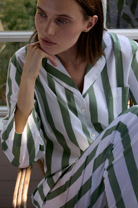 Sage Stripe Classic Pyjama Set