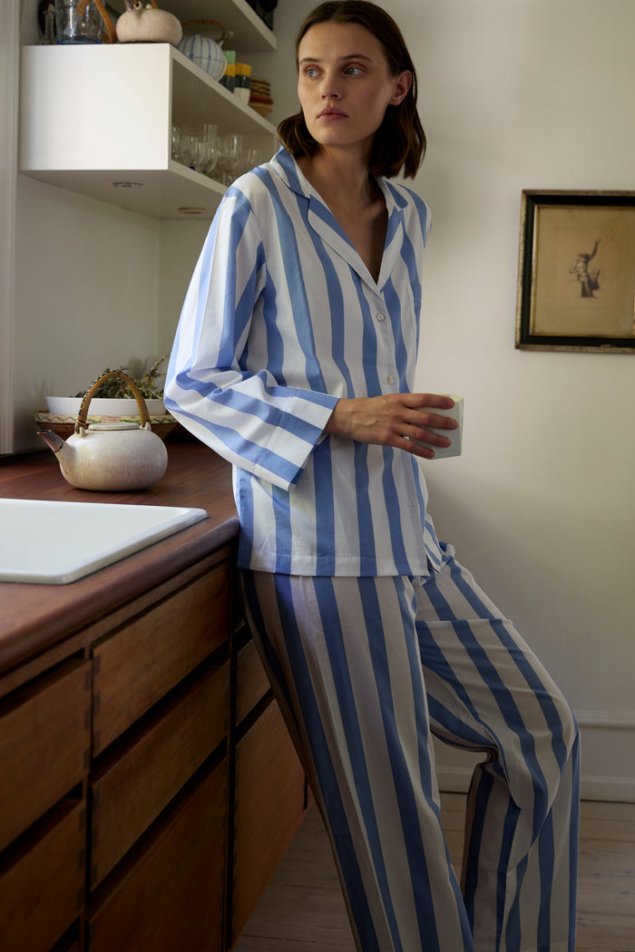 Sky Blue Stripe Classic Pyjama Set