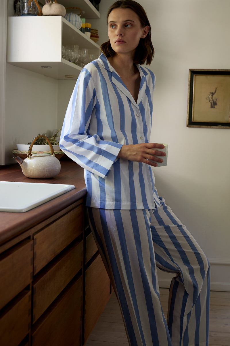 Sky Blue Stripe Classic Pyjama Set