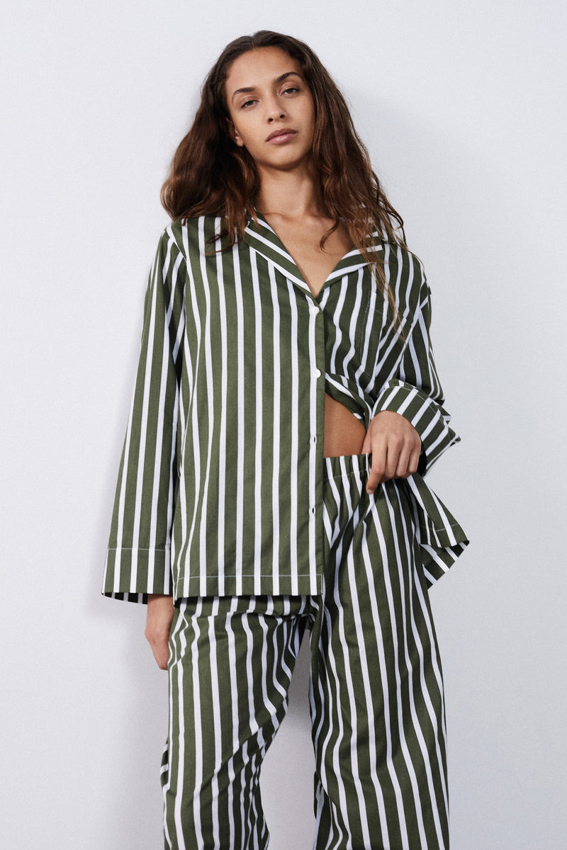 Olive Stripe Pyjama Set