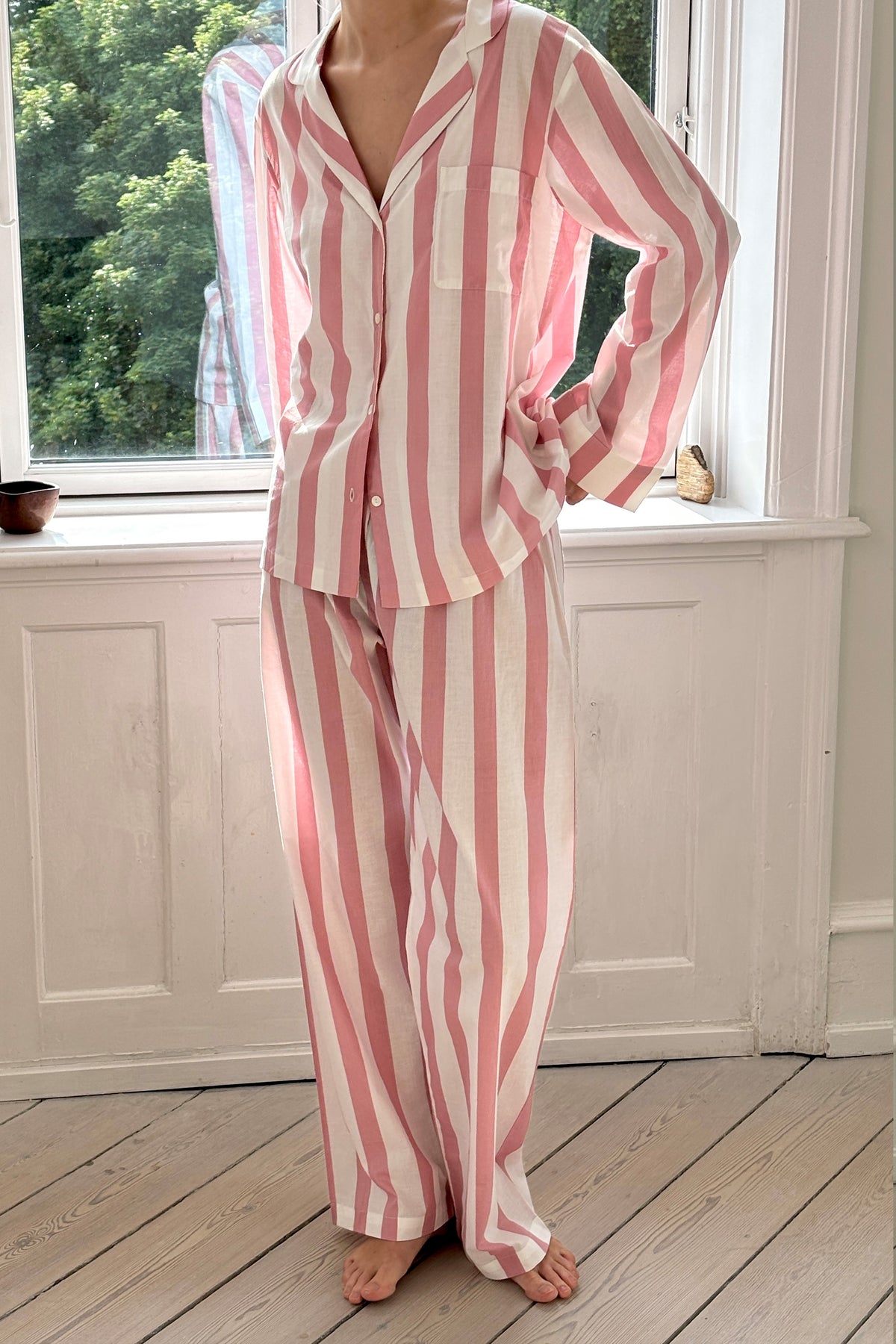 Powder Pink Stripe Classic Pyjama Set