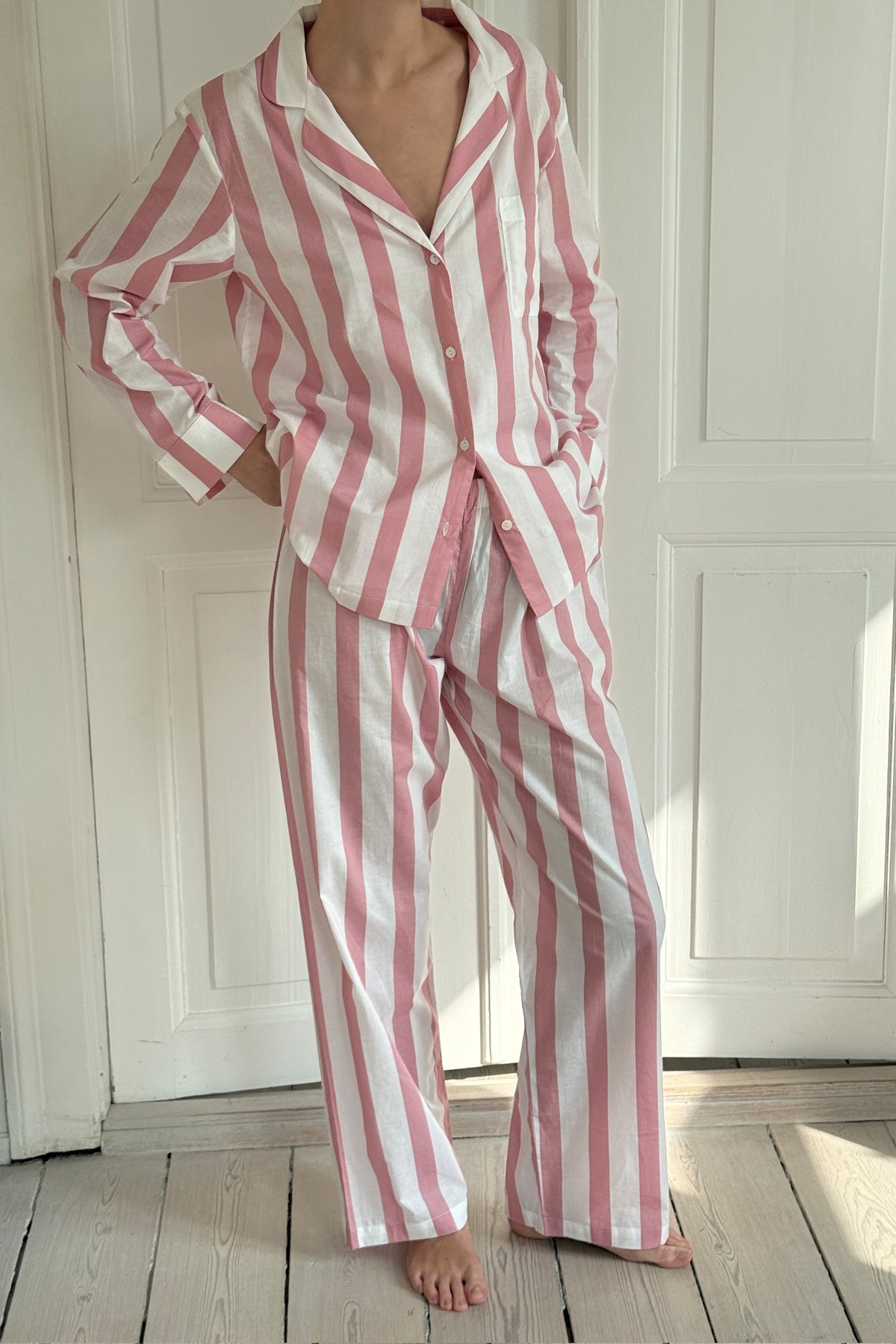 Powder Pink Stripe Classic Pyjama Set