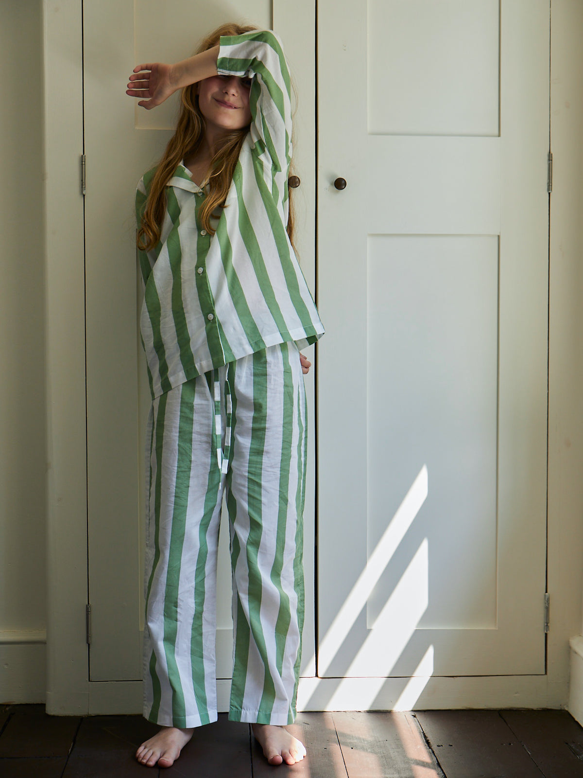 Mini Sage Stripe Pyjama Set