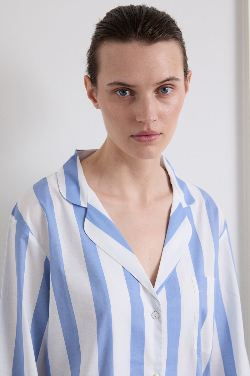 Sky Blue Stripe Classic Pyjama Set