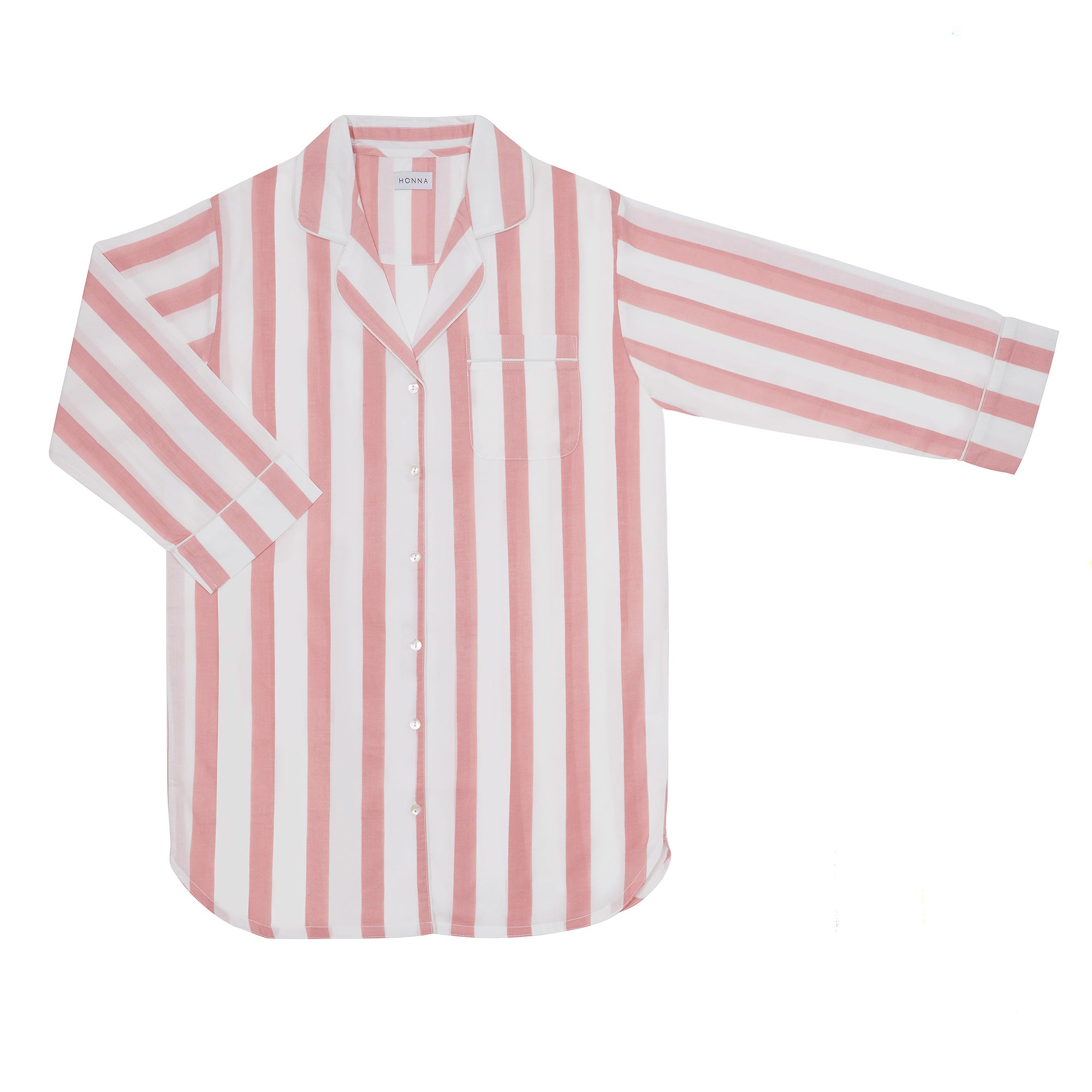 Button-down Nightshirt - Baby pink stripes